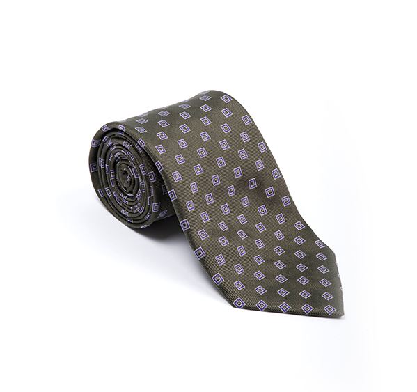 Green & Blue Geometric Woven Tie