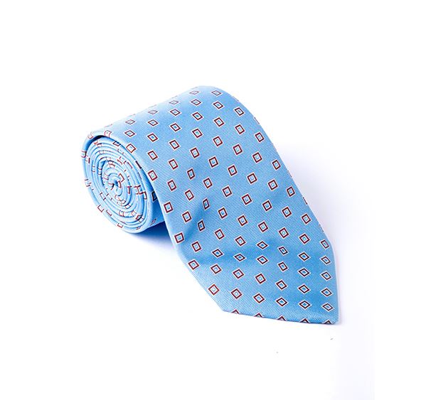 Light Blue & Brown Geometric Woven Tie