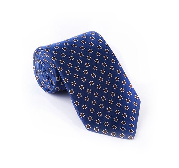 Dark Blue & Brown Geometric Woven Tie