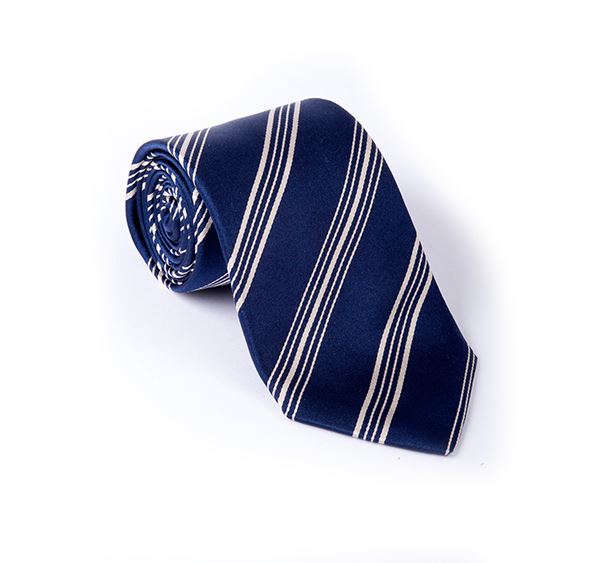 Dark Blue Striped Woven Tie