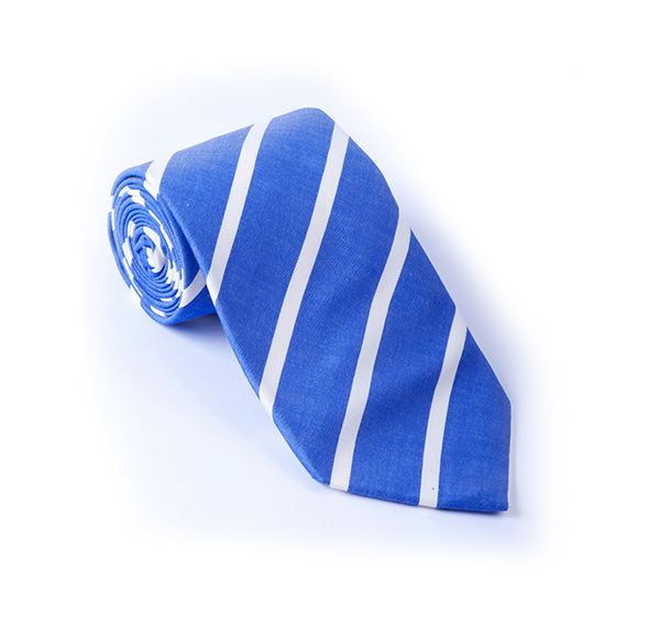 Light Blue Striped Woven Tie