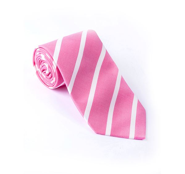 Pink Striped Woven Tie