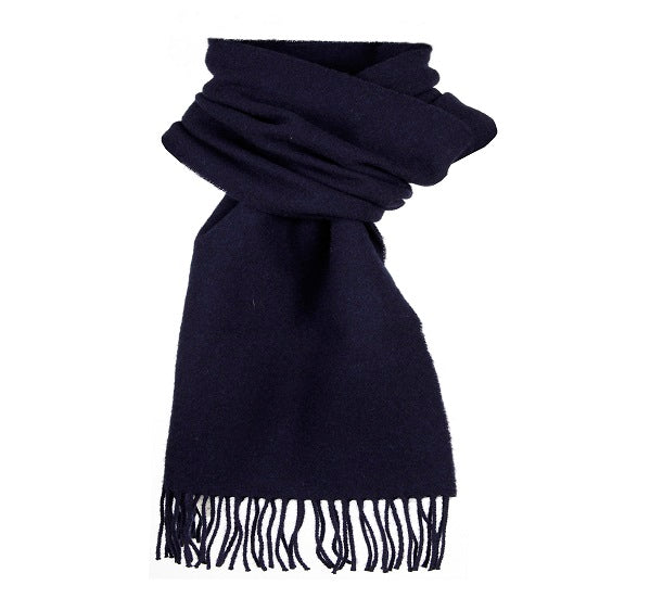 Dents Plain Navy Blue Lambswool Scarf