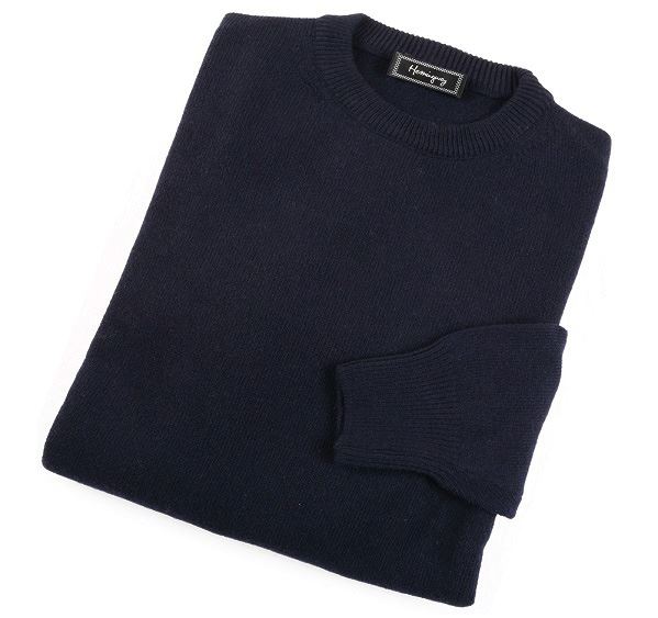 Mens Navy Lambswool Crew Neck Jumper