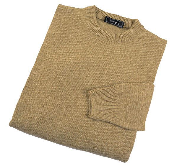Mens Fawn Lambswool Crew Neck Jumper