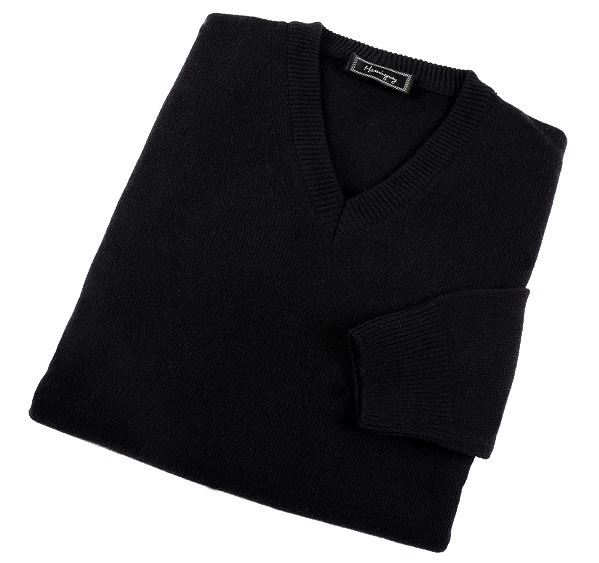 Mens Black Lambswool V Neck Jumper