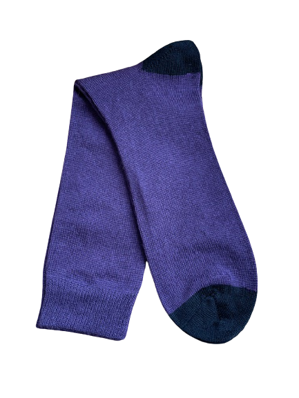 Socks Twin Pack - Plain Mulberry with Black Heel & Toe