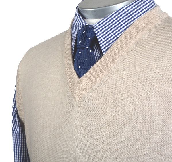 
                  
                    Mens Beige Merino Wool Slipover
                  
                