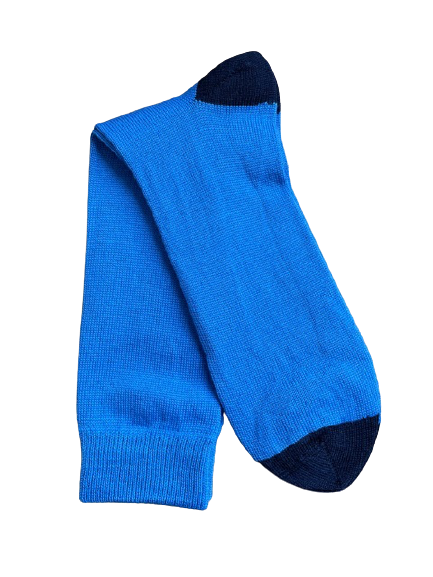 Socks Twin Pack - Plain Blue with Navy Heel & Toe