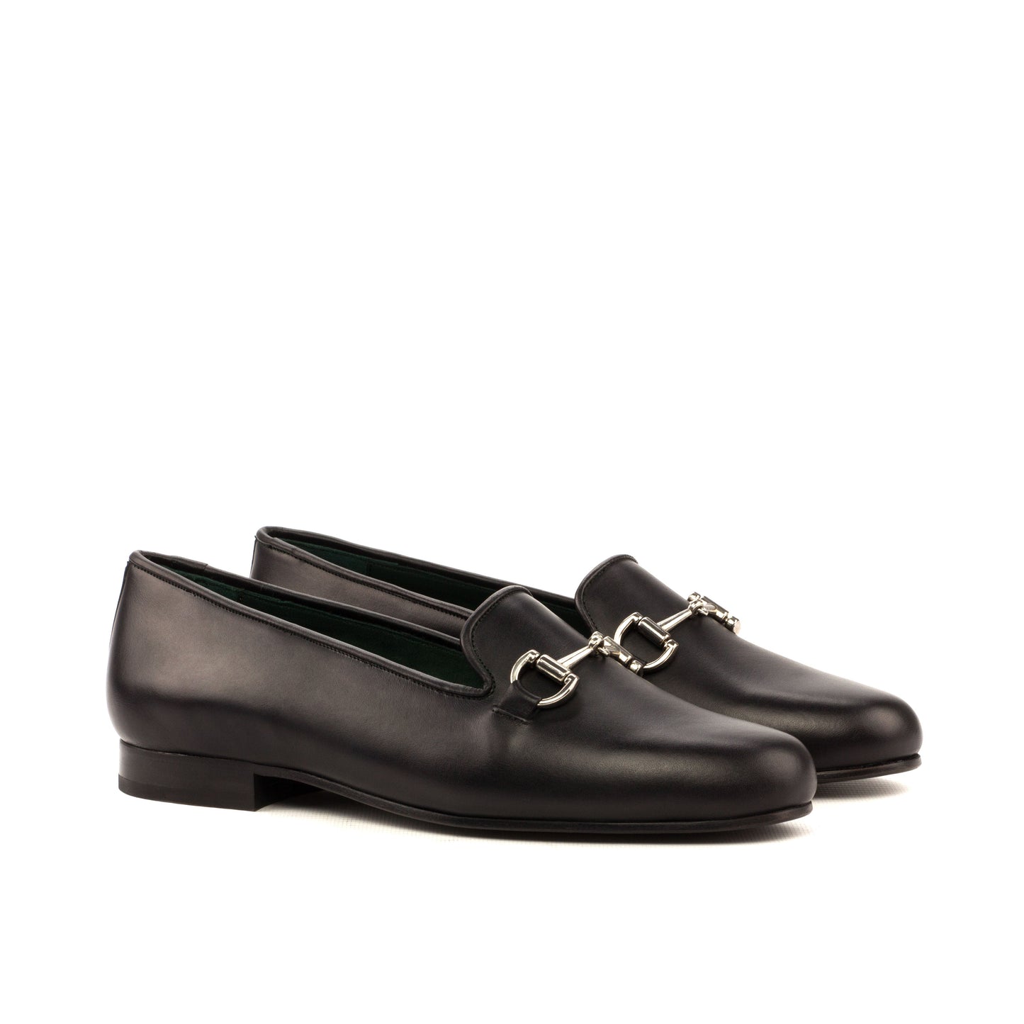 
                  
                    Black Painted Calf Leather Rose Slipper
                  
                