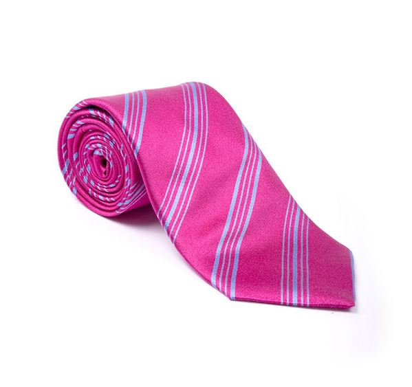 Pink & Blue Striped Woven Tie