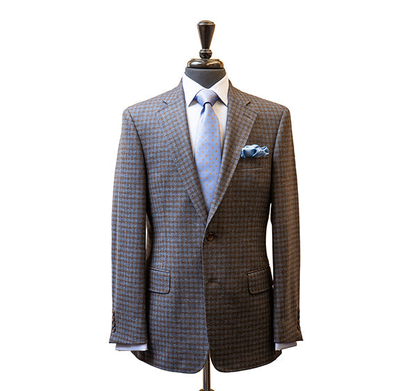 Toby Luper Signature Collection Blue & Brown Check Tweed