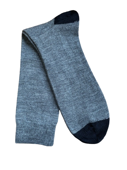 Socks Twin Pack - Plain Grey with Black Heel & Toe